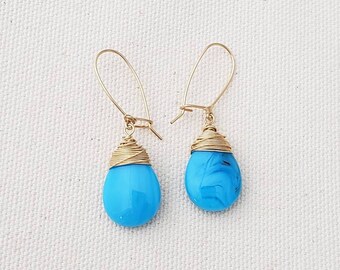 Smooth Barrel on Handmade Hook Shape Hammered Ends Ear Wire Made in 14Kt Gold Filled SODALITE Earrings Wedding Party Gift Birthday Gift