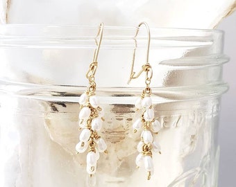 Pearl Dangle Earrings: 14Kt Gold Filled, Freshwater, USA Made