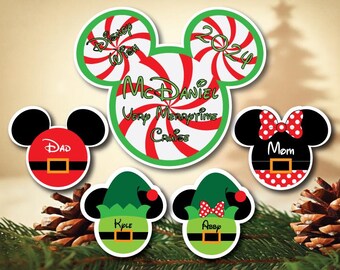 Disney Cruise Magnets | Santa Mickey, Mrs. Claus Minnie, Elves | Door Decor