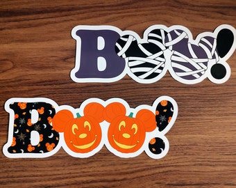 Halloween Cruise Door Magnet | Mickey Mummy & Pumpkin | "Boo!" Design 3.5 x 9.5