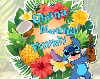 Stitch Ohana Magnet, Disney Cruise Decor, Tropical Pineapple Design