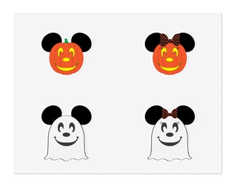 Halloween Mickey and Minnie Mouse Pumpkin and Ghosts Sticker Sheet