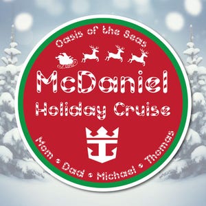 Christmas Cruise Magnet | Candy Cane & Sleigh | Door Decor | 7.4&quot;