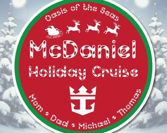 Christmas Cruise Magnet | Candy Cane & Sleigh | Door Decor | 7.4"
