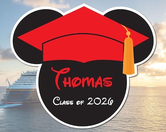 Personalized Mickey Mouse Graduation Magnet | Disney Cruise Stateroom Door Decor | Custom Name & Year