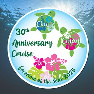 Anniversary Cruise Magnet | Sea Turtle Love | Door Decor | 7.4 x 7.4