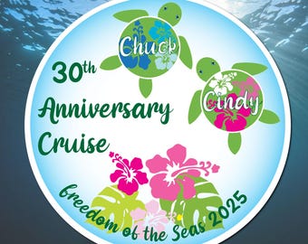 Anniversary Cruise Magnet | Sea Turtle Love | Door Decor | 7.4 x 7.4