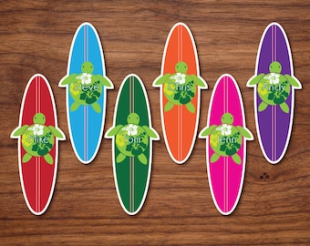 Surfing Turtle Magnets | Cruise Door Decor | Hawaiian Vibe | 3.5 x 8.2