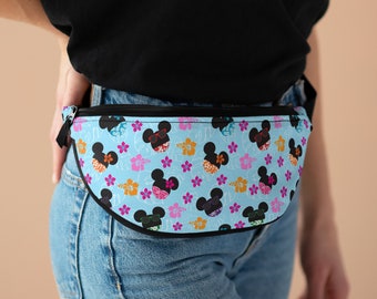 Island Vibes All Over Fanny Pack - Hawaiian Tropical Disney Mickey and Minnie Mouse