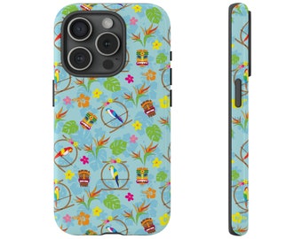 Phone Case Enchanted Tiki Room Tropical Cell Phone Tough Cases - iPhone - Google Pixel - Samsung - Light Blue