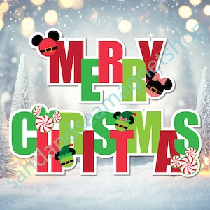 Merry Christmas Cruise! Magnet Set with Mickey & Friends | Cruise Door Decor