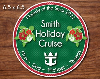 Christmas Holiday Sea Turtle Cruise Door Decoration Magnet  - Royal Caribbean - Carnival - 7 x 7