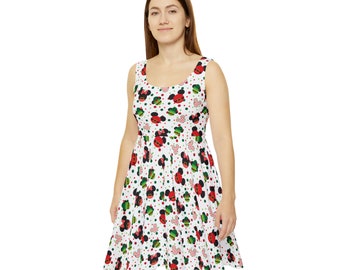 Christmas Mickey and Minnie Mouse Disney Inspired Women's Skater Dress (AOP)