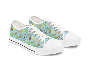 Enchanted Tiki Room Tropical Women's Low Top Sneakers - Blue