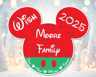 Christmas Mickey Magnet, Personalized Disney Cruise Door Decor, Holiday Cabin Magnet, Festive Stateroom Decor, 6x8 Vinyl Magnet