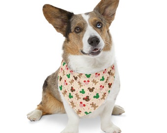 Christmas Mickey and Minnie Mouse Gingerbread and Cookies Disney Inspired Pet Bandana Collar