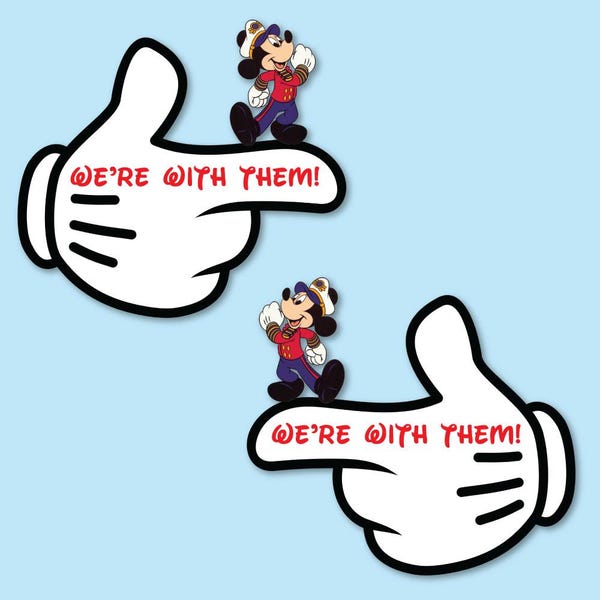 Disney Cruise Magnet - Mickey Hand Pointing Door Decor - We're With Them - Travel Keepsake, Fun Souvenir for Cruise Lovers - Two sizes