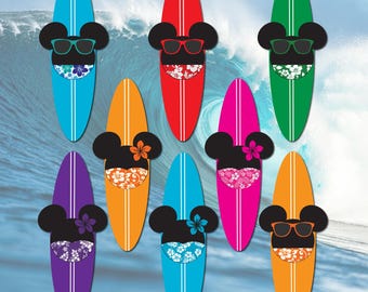 Personalized Surfing Mickey & Minnie Cruise Door Magnets | Disney Decor