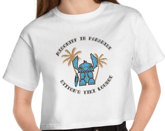 Stitch's Mischief in Paradise Tiki Lounge Champion Women's Heritage Cropped T-Shirt