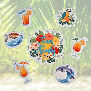 Personalized Cruise Door 7-Piece Magnet Set - Tropical Getaway Decor for Cabin, Custom Vacation Gift