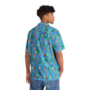 Men's Hawaiian Shirt AOP Blue Stretchy Comfort Enchanted Tiki Room Tropical image 4