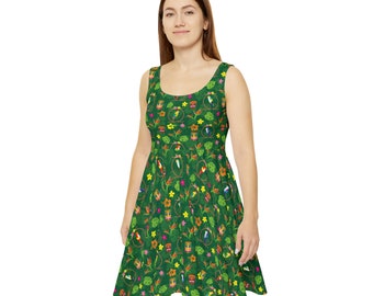 Enchanted Tiki Room (Green) Women's Skater Dress (AOP)