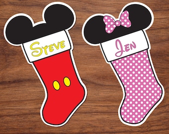 Disney Cruise Magnet | Mickey & Minnie Christmas Stockings | Door Decor, 3.5x5.5"