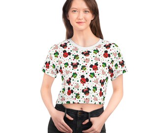 Christmas Disney Crop Top Tee - Santa Mickey Mouse - Disneyland - Walt Disney World