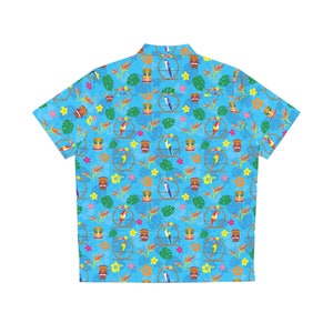 Men's Hawaiian Shirt AOP Blue Stretchy Comfort Enchanted Tiki Room Tropical image 2
