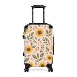 Sunflower Travel Suitcase - Vintage Floral Luggage | Lightweight Durable suitcase for Women