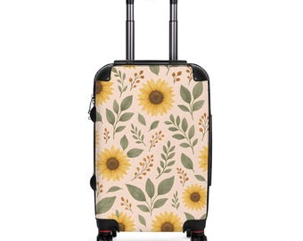 Sunflower Travel Suitcase - Vintage Floral Luggage | Lightweight Durable suitcase for Women