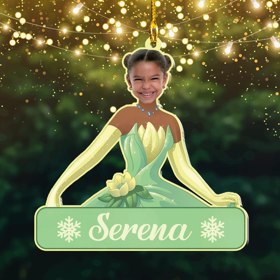 Personalized Cartoon Princess Ornament Custom Photo & Name Christmas ...