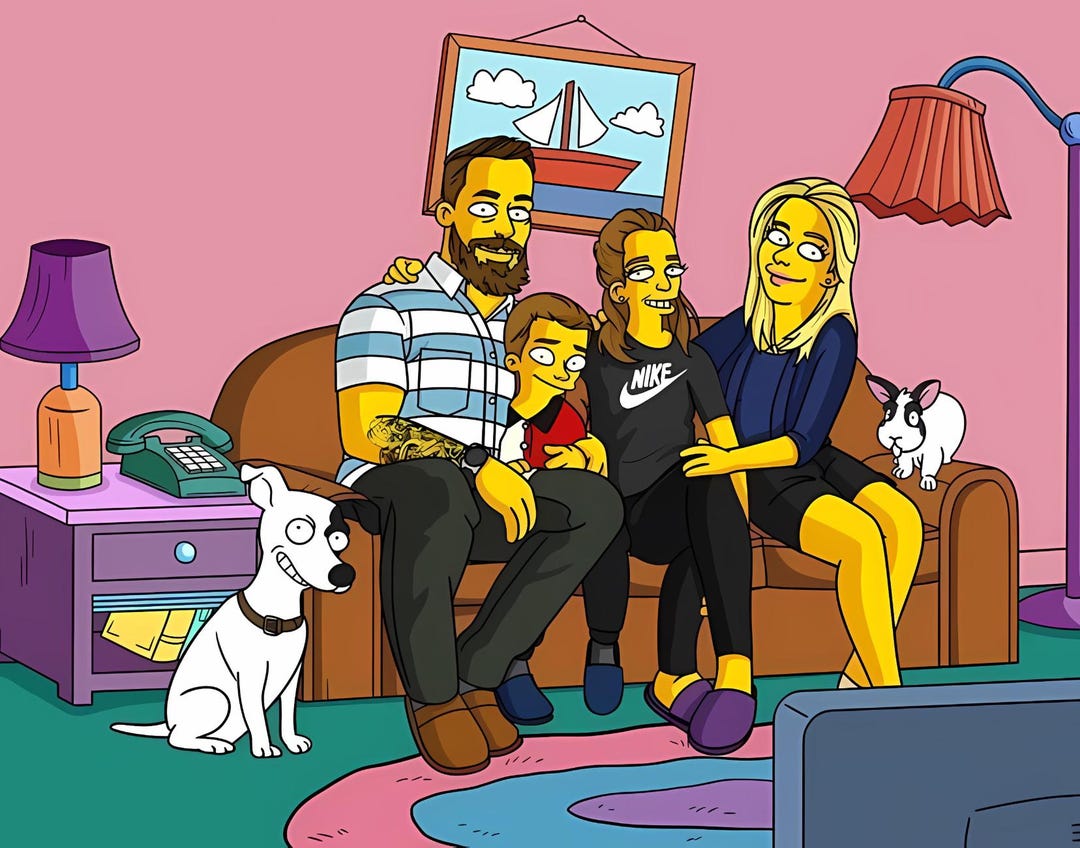 Custom Simpsons Family Art,digital Drawing Cartoon,personalized Cartoon ...