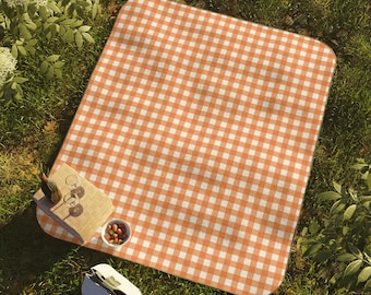 Oranje pastel picknickdeken, elegante picknickdeken, buitendeken, gingangkleed, kampeerdeken, strandmat, zomerbarbecue, stijlvol cadeau