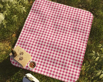 Manta de piquenique xadrez magenta, manta quadriculada, manta para atividades ao ar livre, item essencial para piqueniques de verão, manta para camping, tapete aconchegante para uso externo