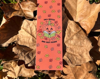 Marcador de brisa otoñal y lecturas acogedoras, marcapáginas de calabaza, marcapáginas de hojas de otoño, marcapáginas naranja, regalo para amantes de los libros, amante de los libros, marcapáginas de otoño
