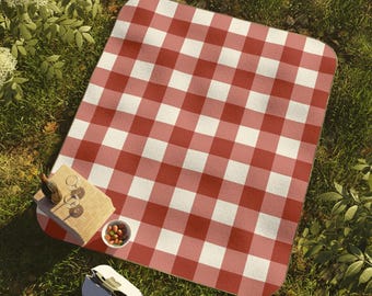 Vintage rood geruit picknickkleed, buitendeken, Emily Henry picknickdeken, campingdeken, stranddeken, barbecuedeken, picknick