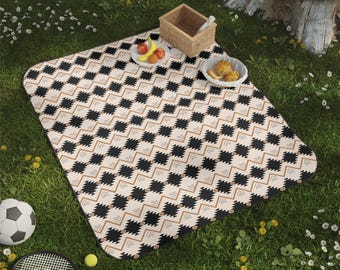 Neutrale picknickdeken met tribal print, picknickdeken voor buiten, western picknickdeken, familiebijeenkomst, stranddeken, campingdeken