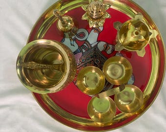 Hand Carved Brass Pooja Thali |Traditional Hindu Gift