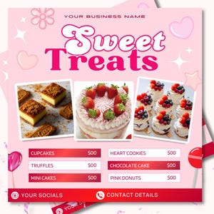 Sweet Treats Flyer, Pastry Flyer, Bakery Flyer, DIY Template Design, Cake Flyer, Dessert Flyer, Bakery Sale Flyer
