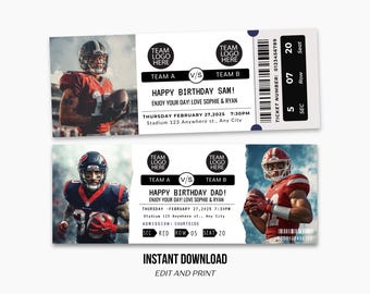 Editable Football Ticket Template: Surprise Gift (Digital Download)