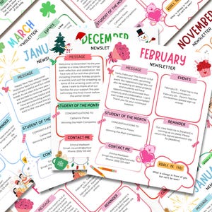 Editable Monthly  Classroom Newsletters Templates for Parent Communication,  Newsletters for Teachers, Editable Newsletter Templates
