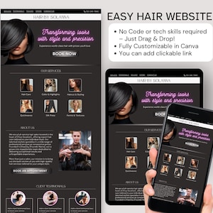 Editable Hair Salon Website Template: Canva DIY Design