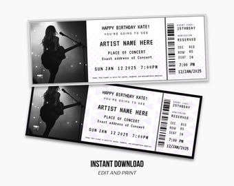 Editable Concert Ticket Template: Surprise Gift (Digital Download)