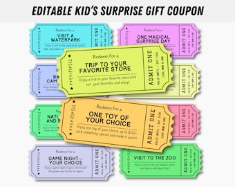 Editable Kids Reward Coupons: Retro Style Gift (PDF)