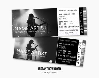 Custom Concert Ticket Template: Printable Event Gift (Digital Download)