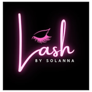 DIY Neon Lash Artist Logo Template: Minimalist Beauty Salon Design (Canva Editable, Digital Download)