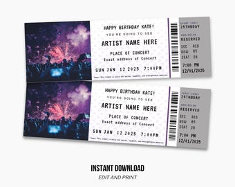 Editable Concert Ticket Template: DIY Surprise Gift (Digital Download)