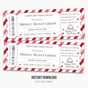 Dinner Reservation Ticket, Dinner Date Gift Surprise, Dinner Reservation Ticket, Editable Dinner Date Coupon, Dinner Gift Certificate