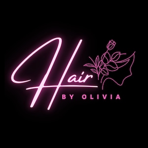 Editable Neon Hair Stylist Logo: Minimalist Salon Design (Canva Template)